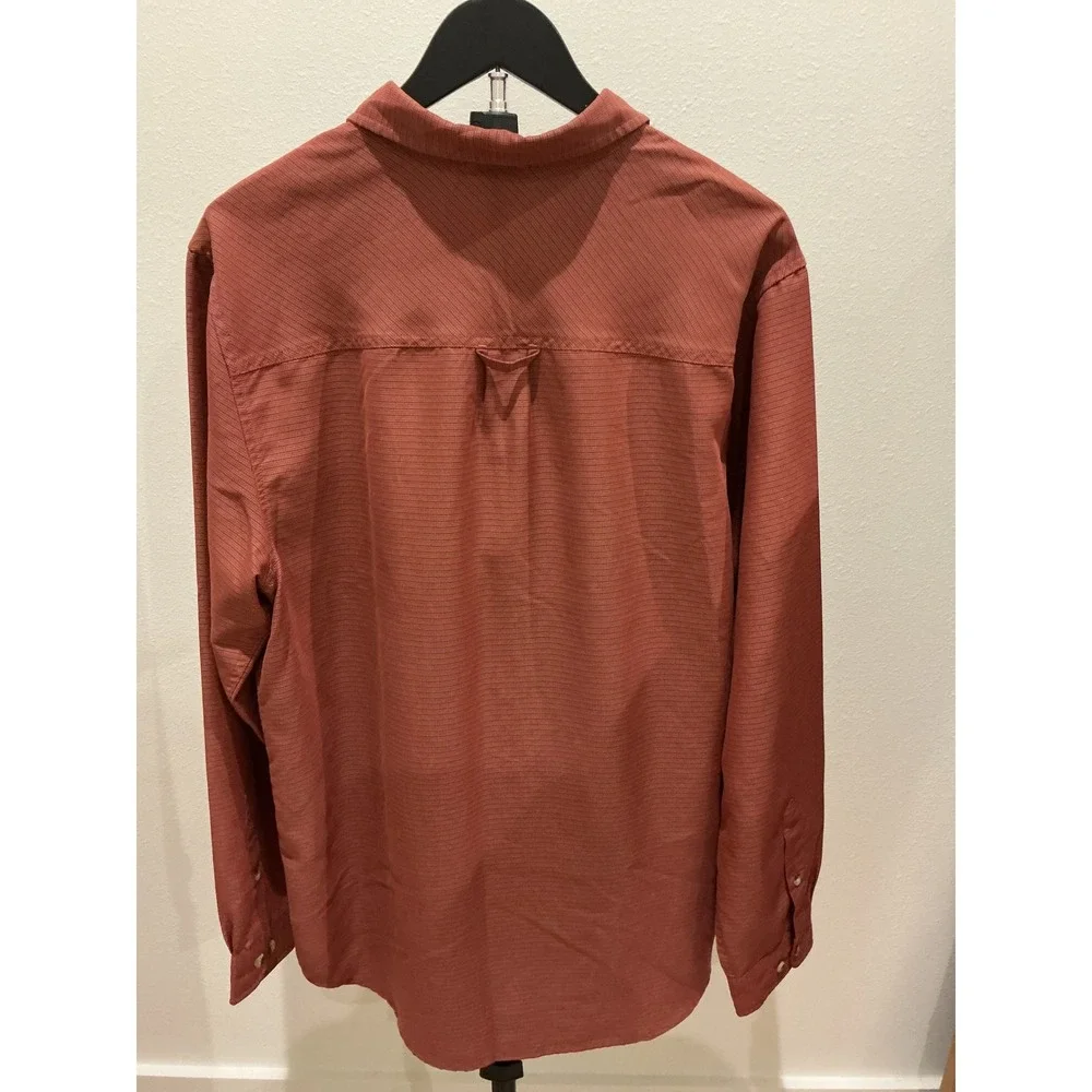 The North Face Mens Long Sleeve Button Down Hiking Shirt Rust Orange L